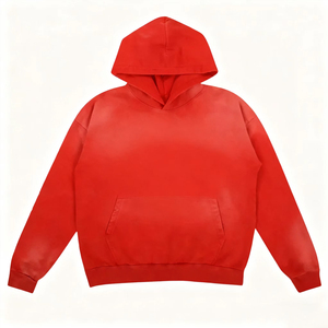 Custom Men's 100% Cotton Eco-Friendly Streetwear Hoodies Thermal Knitted Regular Fit Acid Washed Oversized Sweatshirt - Product Image 2