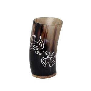 Verre à boire en corne artisanal de luxe de haute qualité, gravures sur verre, corne à boire Viking personnalisée avec logo, verre à boire court en forme de corne - Product Image 3