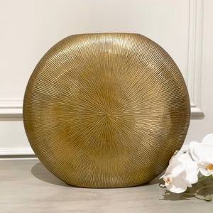 Jarrón Moderno de Latón Chapado en Oro, Diseño Circular, Estilo Glamuroso, Decoración de Escritorio para Interiores, para Flores o Plantas Verdes - Product Image 2