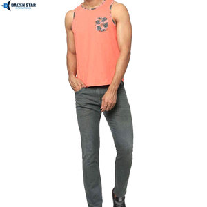 Men's <b>Coral</b> Sleeveless Tank <b>Top</b> With Floral Pocket Print O-Neck Casual Breathable Knitted Style - Product Image 3