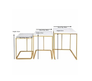 Luxury Cast Aluminum Bar <b>Table</b> <b>Set</b> Space Saving <b>Nesting</b> Design Marble Style Top Sleek Frame Durable Finish Modern Living Accent - Product Image 5