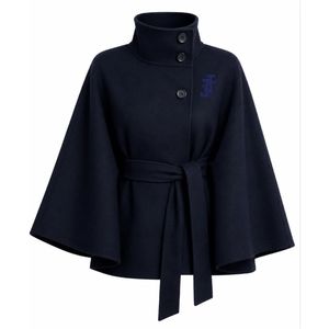 Jack and Jill <b>Women</b>’s <b>Cape</b> Trench <b>Coat</b> Stand Collar Button Front Belted Waist Elegant Long Outerwear Stylish Casual Formal - Product Image 1