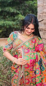 Women's New Tenncy Chinon Silk Designer Handwork Saree | Wedding Diwali Party Ethnic <b>Ankle</b>-Length Stretchable - Product Image 2