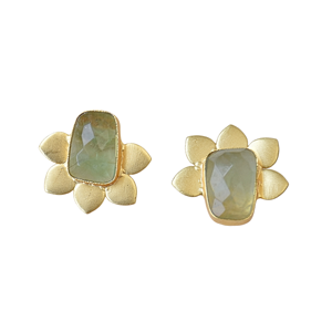 Pendientes de latón hechos a mano con fluorita, chapados en oro, ligeros, de piedra natural, con diseño floral, joyería al por mayor - Product Image 5