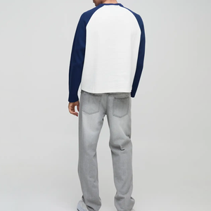 Custom Waffle Knit Long Sleeve <b>Men</b> <b>Thermal</b> Shirts 100% Cotton Blue Regular Fit Casual Blank Crew Neck Eco-Friendly Breathable Te - Product Image 3