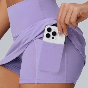 Jupe plissée personnalisée pour femme, taille haute, 2 en 1, sportive, pour la course à pied, le tennis, le paddle, le golf, le pickleball, avec poche - Product Image 6