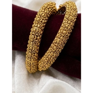 Attractive 24K <b>Gold</b> Plated Flower Pattern <b>Bangle</b> Bracelets For Women Wedding Party Jewelry <b>Set</b> Alloy Material - Product Image 1