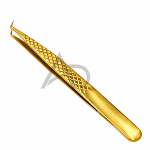 Pince à épiler isolée à 45 degrés pour extensions de cils, en acier inoxydable, avec grip texturé, logo personnalisé, instrument de beauté - Product Image 4