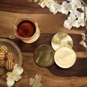 Royal Spiral Brass <b>Coaster</b> Set Handcrafted <b>Drink</b> <b>Coasters</b> Heat Resistant Table Protector Luxury Bar Accessories Gift - Product Image 4