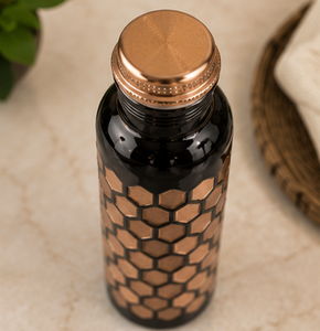 Copper Water <b>Bottle</b> Hexagon Design Modern Portable Travel <b>Bottle</b> with Lid Honeycomb Pattern Copper <b>Flask</b> Leakproof Reusable - Product Image 6