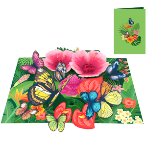 Tarjeta Pop-Up 3D con Flores y Mariposas Vibrantes, con Sobre, Tarjetas de Felicitación Artísticas Hechas a Mano para Cualquier Ocasión y Regalos, Venta al Por Mayor - Product Image 1