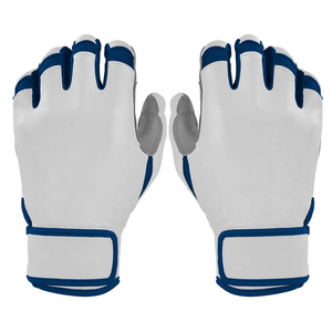 Sporty White Pu Gloves With Blue Trim Wrist Length Breathable Unlined For Sports Use <b>Spring</b> And Summer - Product Image 1
