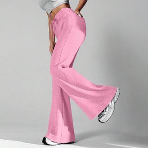 Leggings évasés pour femmes avec logo personnalisé, taille haute, coupe bootcut, pantalon de sport avec poches zippées et cordon de serrage – Vente en gros - Product Image 4
