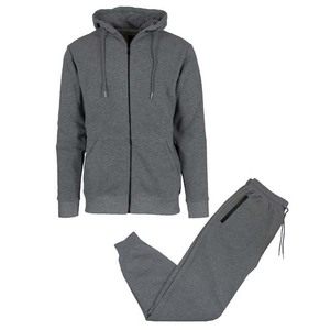 Survêtement gris à capuche pour homme, fermeture éclair intégrale, coupe décontractée, couleur unie, poches latérales, vêtement d'automne, 100 % coton - Product Image 6