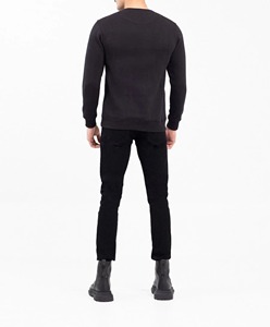 Sweat-shirt unisexe à col rond, tricoté, polyester/coton, 280g, respirant, surdimensionné, broderie de logo personnalisée premium AMS - Product Image 3