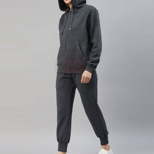 Ensemble de survêtement tendance pour femme, coupe décontractée, 100 % coton, sweat à capuche et pantalon de jogging pour l'entraînement et les tenues décontractées - Product Image 2