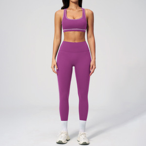 Custom Logo Brushed Yoga Set Tight Fit Quick Dry <b>Bra</b> Mid Waist Shorts Fitness Outfit Breathable Outdoor Running Workout Wear - Product Image 5