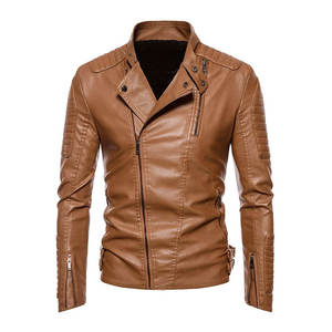 Custom <b>Men's</b> Blue Genuine Leather Distressed Vintage Spring <b>Jacket</b> Embossed <b>Checkered</b> Patchwork Design Stand Collar Zipper - Product Image 3