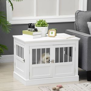 "Pet Cages & Houses Wooden Dog Crate End <b>Table</b> <b>White</b> Triple Doors Steel Tubes for <b>Small</b> Dogs" - Product Image 2