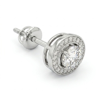 Boucles d'oreilles minimalistes en platine serties de diamants de 0,75 carat, sertissage à pression, pierres brillantes de haute clarté certifiées IGI