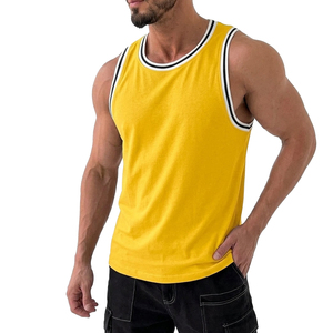 Débardeur Homme Personnalisé avec Logo, Rayures et Bordures Côtelées, Style Décontracté, Streetwear d'Été, T-shirt Sans Manches, Prix de Gros - Product Image 5