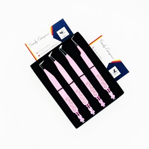 Professional Somely Enterprises Eyelash Tweezers Stainless Steel Smooth Tip Precision Set Custom Logo <b>Box</b> 10mm Perfect Grip - Product Image 4