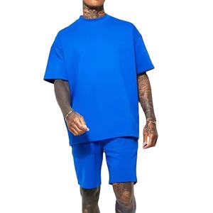 Conjunto deportivo de verano informal para hombre de 2 piezas transpirable de alta calidad para gimnasio-100% pantalones cortos y camisas de algodón - Product Image 1