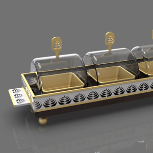 Juego de Vajilla de Diseño Personalizado de Lujo Premium, Metal Dorado, Vidrio Ecológico, Tazón para Servir, Cúpula de Vidrio, Tarro para Dulces, Bandeja - Product Image 1