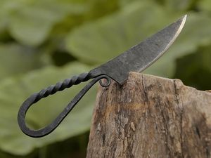 Drop Point Carbon Steel <b>Knife</b> With Twisted Handle For Woodworking 0.7mm Blade Thickness - Product Image 2