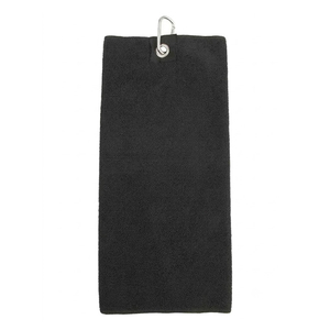 Black Microfiber <b>Towel</b> with Hanging Loop Solid Color Absorbent Rectangle Cloth for <b>Golf</b> and Makeup Removal - Product Image 3