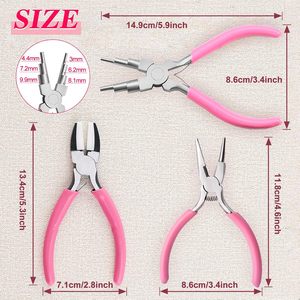 Kit de 3 outils de fabrication de bijoux en acier inoxydable avec micro-pinces, pinces à 6 anneaux, coupe-ondes concaves et pinces plates en nylon - Product Image 4