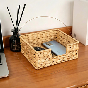 Water Hyacinth Grass Woven Rectangular PP Rattan <b>Storage</b> <b>Basket</b> for Desktop and Kitchen Use - Product Image 1