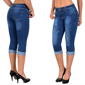 Jeans ajustados de mezclilla para mujer, de cintura alta, con logo personalizado, color personalizado, transpirables, de algodón, estilo urbano - Product Image 5