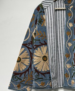 Handcrafted Velvet Suzani Embroidered Bomber Jacket Women Vintage Floral Bohemian <b>Coat</b> Warm Autumn Winter Breathable Cotton - Product Image 3
