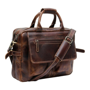 Porte-documents classique unisexe en cuir pleine fleur, grand format, imperméable, pour ordinateur portable, idéal pour le bureau, sac à bandoulière, monogramme - Product Image 2