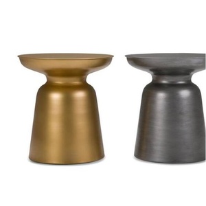 Wholesale Brushed <b>Silver</b> Metal Side <b>Table</b> Grooved Conical Pedestal End <b>Table</b> - Product Image 4