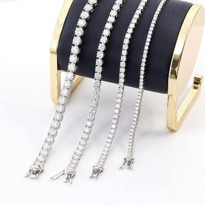 Luxury Moissanite <b>Tennis</b> Chain White Gold Finish Round Cut Diamond Necklace for Men Women Hip Hop Jewelry Premium Style - Product Image 1
