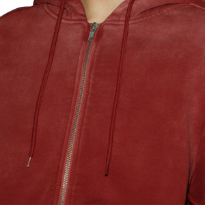 Custom Women's <b>Cropped</b> Full <b>Zip</b> Hoodie Vintage Washed Cotton Fleece Casual Streetwear OEM ODM Premium Sweatshirt - Product Image 6
