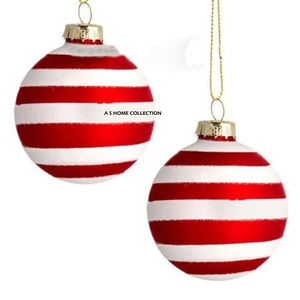 Boules de Noël rondes rouges et blanches de qualité export, style fantaisie, à suspendre, vente chaude, ensemble de 2 à sublimer - Product Image 1