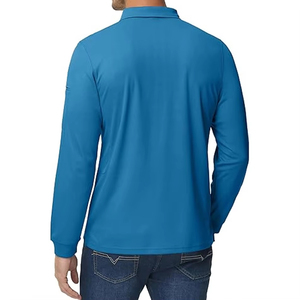 <b>Blue</b> Color Men Custom Long Sleeve <b>Polo</b> <b>Shirt</b> Soft Breathable Material Outdoor Adventure Vacation Casual Streetwear Clothing - Product Image 2