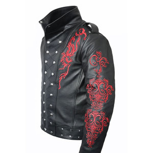 Mens Black Studded Front Steampunk Leather Embroidered Coat <b>Gothic</b> Fashion Biker <b>Jacket</b> Top Selling 2026 - Product Image 4