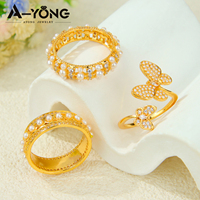 Bague de haute qualité, exquise, en perles et CZ, plaquée or 21 carats, bijoux résistants au ternissement, pour fiançailles et mariage