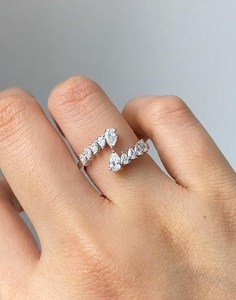 Anillo de banda cruzada con corte de pera de moissanita, diseño creativo, plata 925 original, para mujer, regalo para parejas - Product Image 3