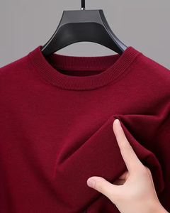 Men's Crew Neck Knitted Pullover Solid Color Casual Sweatshirt Regular Fit Autumn Wear 100% Cotton Anti-Pilling - Product Image 2