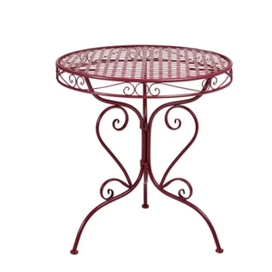 <b>Round</b> Metal Outdoor <b>Table</b> with Lattice Top and Floral Design in Antique Finish - Product Image 6