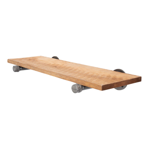 Étagère murale rectangulaire en fer et bois pour salle de bain avec barre porte-serviettes - Product Image 6