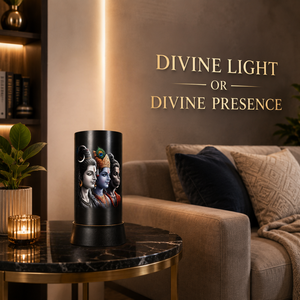 Shiva Krishna Hanuman LED Table Lamp Divine Trinity Spiritual <b>Night</b> <b>Light</b> Hindu Home Decor Bedside Meditation Pooja Gift Lamp - Product Image 3