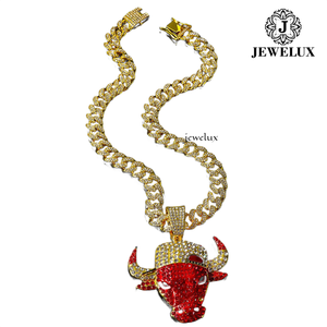 Collier chaîne cubaine de qualité export, entièrement serti de diamants, bijoux hip-hop pour hommes et femmes, importé d'Inde, très demandé - Product Image 1