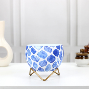 Leafy Blue Petite Tabletop Planter <b>Pots</b> Decorative Indoor Flower Containers for Succulents Cacti <b>Small</b> Green <b>Plants</b> Home Office - Product Image 2