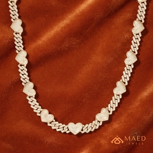 Gold Heart Cuban Link Moissanite <b>Necklace</b> Luxury Iced Out Chain Fashion Jewelry <b>Statement</b> <b>Necklace</b> For Women - Product Image 4